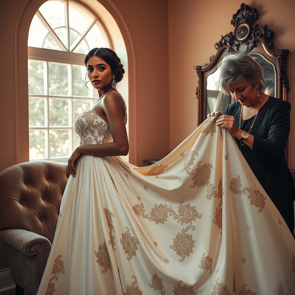 Wedding dress alterations at a bridal boutique